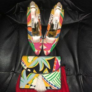 NWOT Escada Matching Set- Floral Shoes Size 37/6.5 and Purse 1